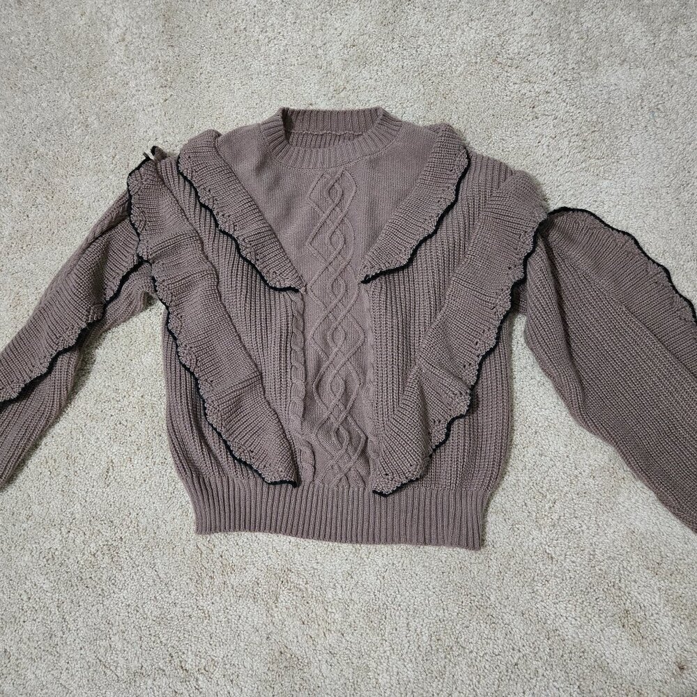 Frilly brown sweater